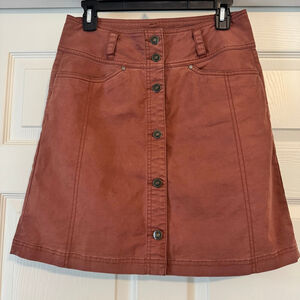 Aventura Rust A-Line Button Front Skirt Size 4 Organic Cotton